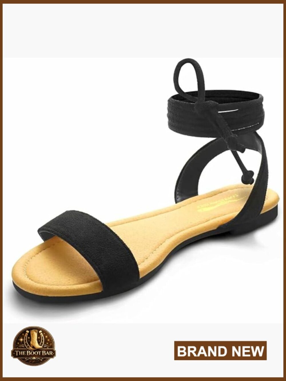 Open Toe Lace Up Flat Sandals with Ankle Wrap for Casual Wear